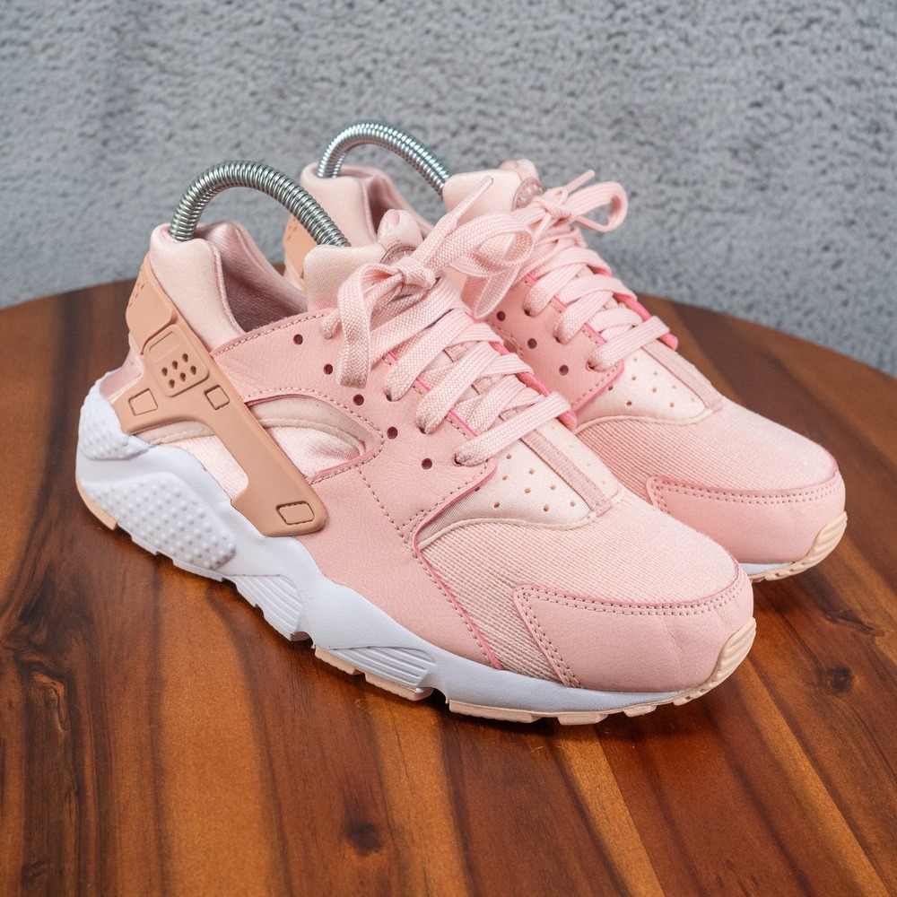 Nike Air Huarache Run Shoes Youth Size 6.5Y Pink Tan White Sneakers 904538-604
